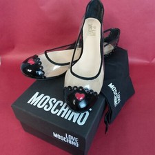 Love Moschino Size 38 7.5 Clear Ballet Flat Slip On shoes hearts scallop womens