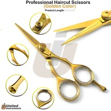 Professional Barber Hair Cutting Shears Salon Mustache Shears Gold Color 4.5''