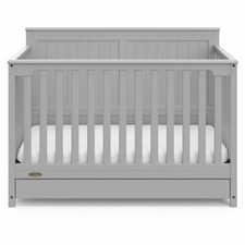 Graco Hadley 4 in 1 Convertible Crib with Drawer, Pebble Gray