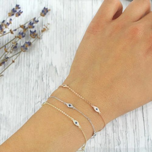 925 Sterling Silver Evil Eye Bracelet 