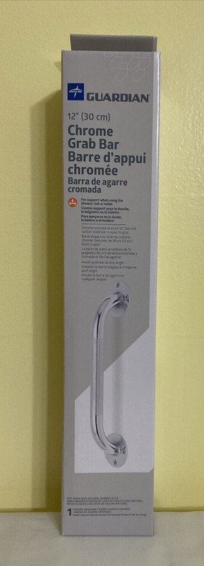 GUARDIAN Chrome Grab Bar 12" Safety Shower Tub Toilet Bathroom Support Bar NEW