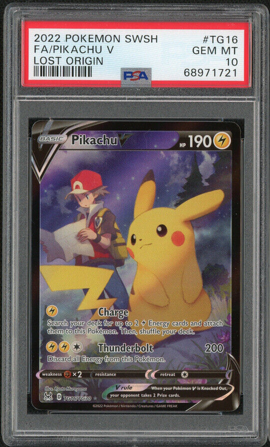 PSA 10 Pokémon TCG Lost Origins - PIKACHU V (Trainer Gallery Full Art) #TG16