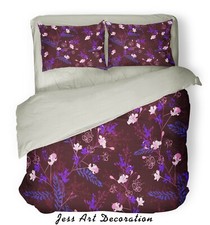 3D Floral Leaves Pattern Purple Quilt Cover Set Duvet Cover Bedding Pillowcases