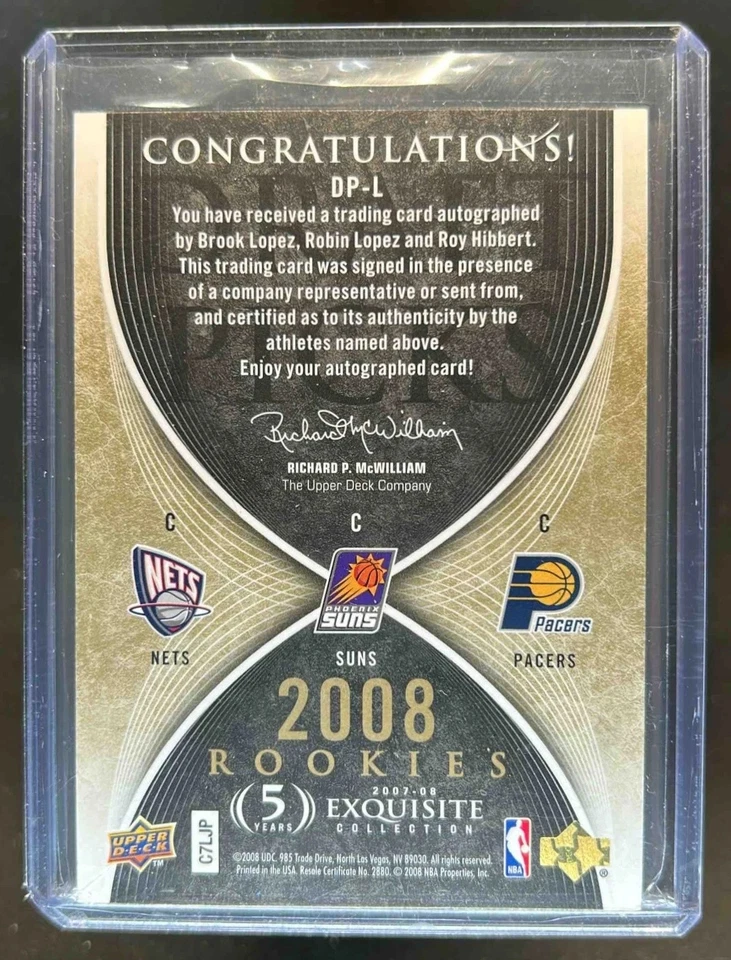 2007-08 Exquisito Brook Lopez Robin Roy Hibbert Selecciones del Draft Novato RC Automático #/199 Foto 2 de 2