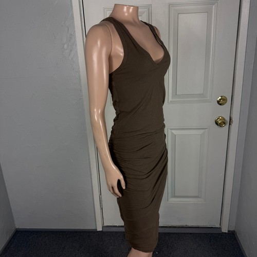 Standard James Perse Women's Dress 2 Medium Career Ruched Cotton Racerback C3-4 - Picture 5 of 9