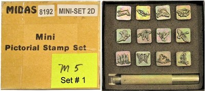 Vintage Midas 1/2'' Pictorial 2D Leather Stamps from Set 8192   Excellent Cond.