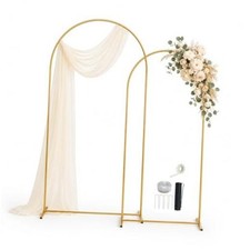 Gold Wedding Arch Backdrop Stand Set of 2, 7.2FT 6FT Metal Arch Backdrop for