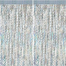 2 Pack Silver Backdrop Curtain Tinsel Streamers Sparkle 2 Pack,