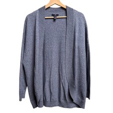 Gap Women Blue Heathered 100 Cotton Cardigan M Open Front Preppy Academia Layer