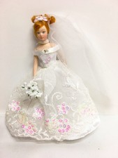 Vintage Show Stoppers Red Hair Lace Bride Gown  Veil 6" Porcelain Doll NIB