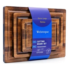 Bamboo Cutting Boards, (Set of 3) with Juice Groove, Bamboo Wood Cutting Boar...