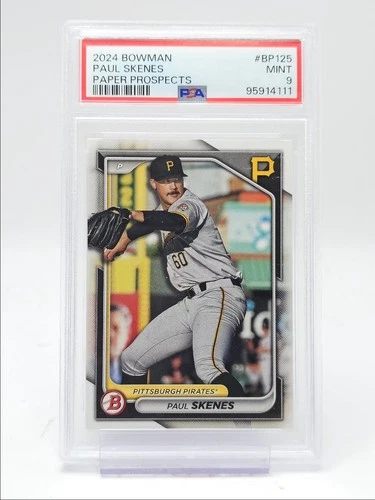 PAUL SKENES 2024 BOWMAN PAPER PROSPECTS BASEBALL BASE PIRATES PSA 9 Q6608