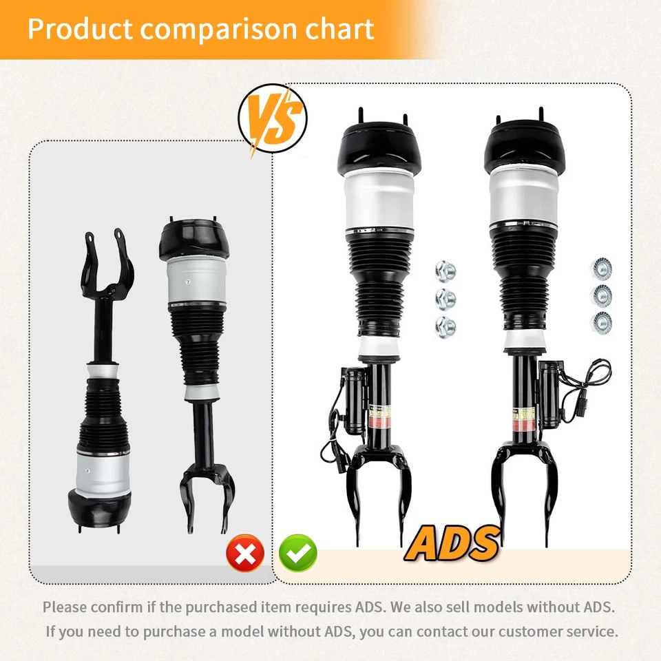 Pair Front Air Suspension Shock Struts w/ADS For Mercedes W166 X166 GL450 GLS550 - Image 2 of 4