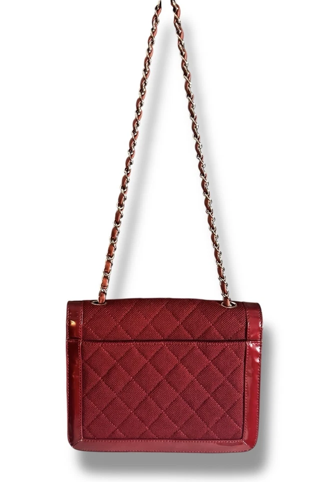 Chanel Vintage Red Quilted Jersey & Patent Leather Reissue Flap Bag • Series 6 - Image 4 of 4