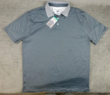 HICKEY FREEMAN Men's Short Sleeve Polo Shirt Stretch Grey Geometric AOP XL NWT