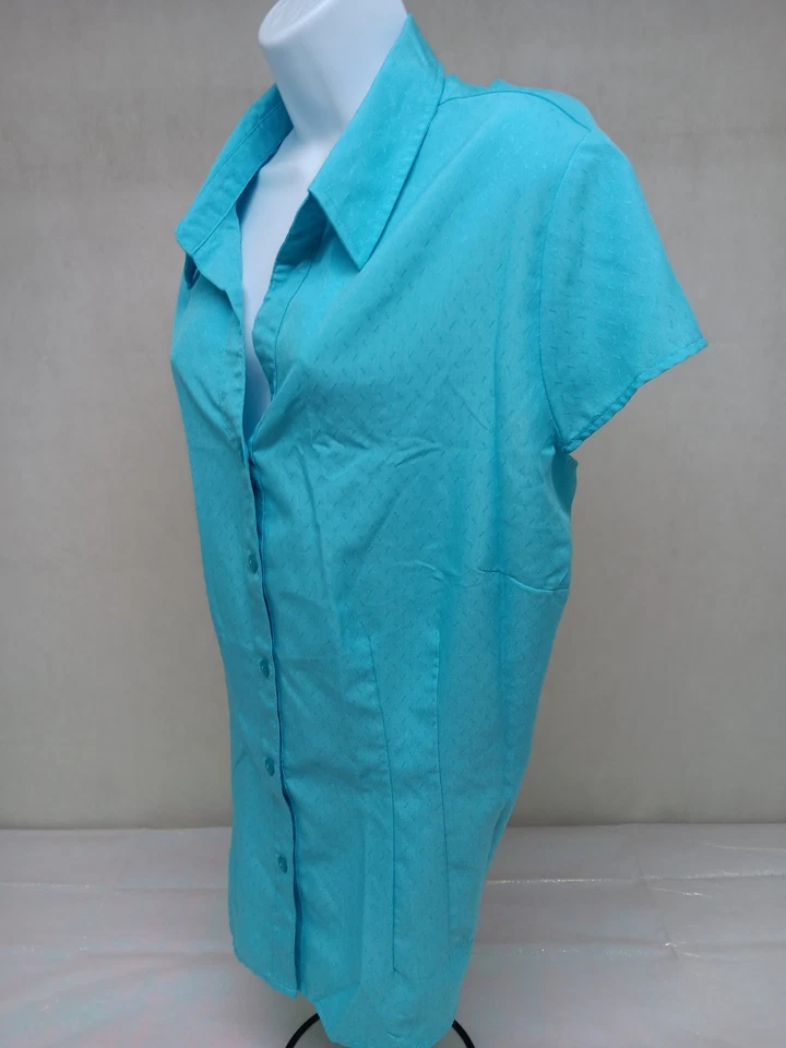 Топ женский Joanna Plus синий 2X с коротким рукавом на пуговицах 100 шт. полиэстер - Изображение 4 из 4