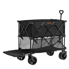 Foldable Double Decker Wagon, 400L Collapsible Wagon Cart with All-Terrain Wheel