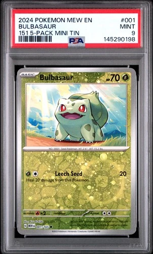 2024 POKEMON MEW EN-151 151 5-PACK MINI TIN #001 BULBASAUR PSA 9