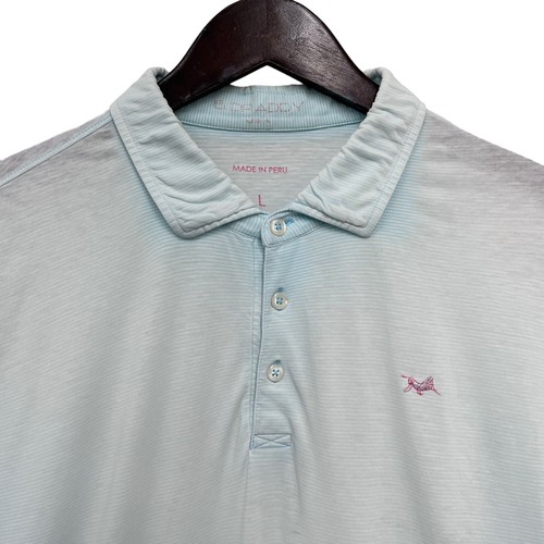 Polo golf uomo B Draddy USA blu acqua sfumato righe cavalletta Perù L