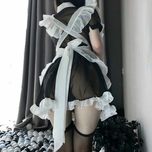 Mujeres Lolita Camarera Disfraz Criada Conjunto Malla Vestido Volantes Juegos con disfraces Lencería - Imagen 5 de 8