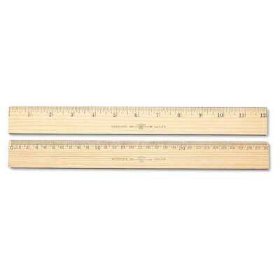 Westcott Wood Ruler, Metric and 1/16'' Scale with Single Metal Edge, 30 cm