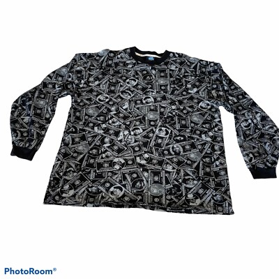 Makaveli Branded All Over Hundred Dollars Print Pullover Tupac 90 s Rappers XXL