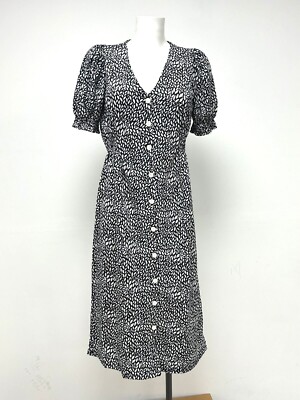 Ex Wallis Buttonthrough V-Neck Midi Dress Sizes 10 12 14 16 18 20 UK
