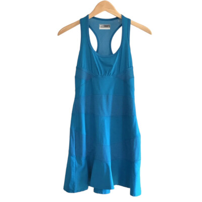 NWD Lija Women XS Teal Tennis Dress Mesh Panels Racerback Activewear Unlined