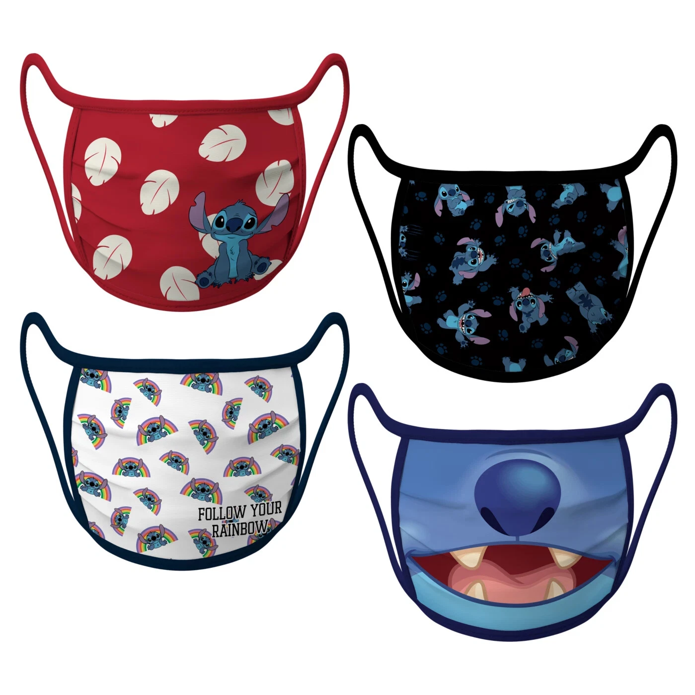Disney Authentic Lilo & Stitch Cloth Face Mask 4 Pack Kids Adult Sizes S M L XL