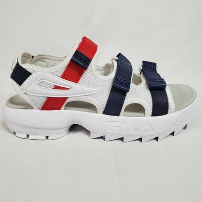Fila Disruptor Platform Strap Womens Sandals Size 9 White Red Blue | eBay