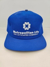 Vintage USA MADE Metropolitan Life Puffy Print Trucker Hat Snapback Cap NWOT NOS