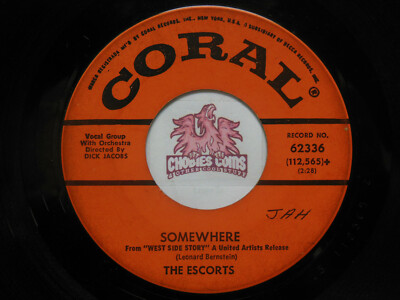THE ESCORTS: Somewhere / Submarine Race Watching, 45 RPM Good+ (L0)