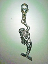 4" Drop Silver Plated 2-Sided Mermaid Charm Key Ring Dangle Bling