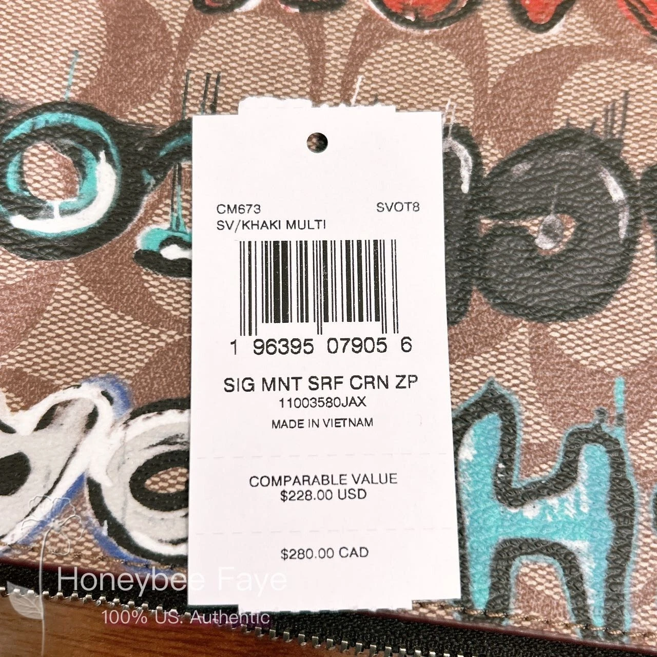 Polso nuovo con etichette Coach X nuovo di zecca + Serf grande cerniera ad angolo in tela firmata CM673