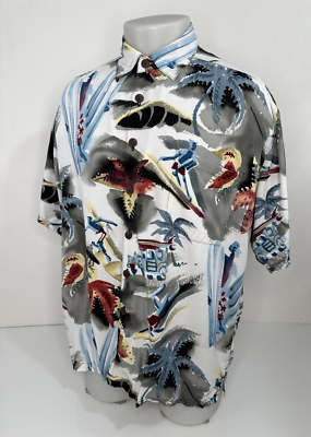 John Severson KAHALAアロハシャツ L KAHALA - JOHN SEVERSON Aloha Hawaiian Floral Surfer Abstract Mens