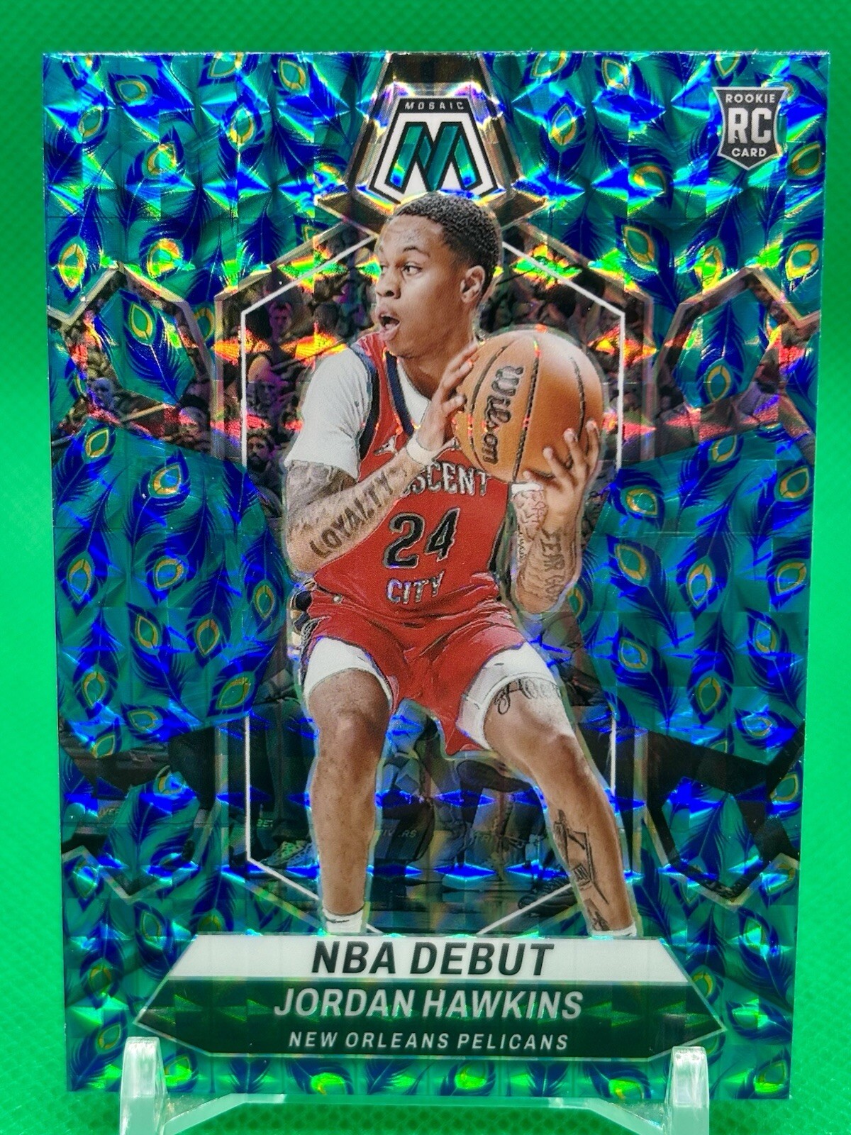 JORDAN HAWKINS 2023 PANINI MOSAIC #243 PEACOCK CHOICE ROOKIE RC NBA debut