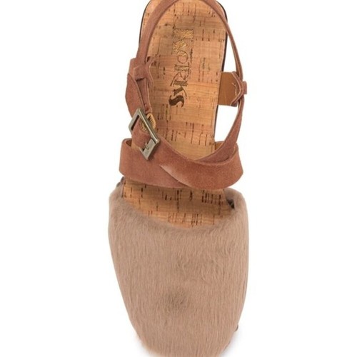 KORKS Wendy Faux Fur Taupe Rust Brown Clog Heels Size 10 NWT - Picture 4 of 5