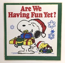 Vintage Peanuts Snoopy and Woodstock Christmas Sticker Are We Having Fun Yet 
