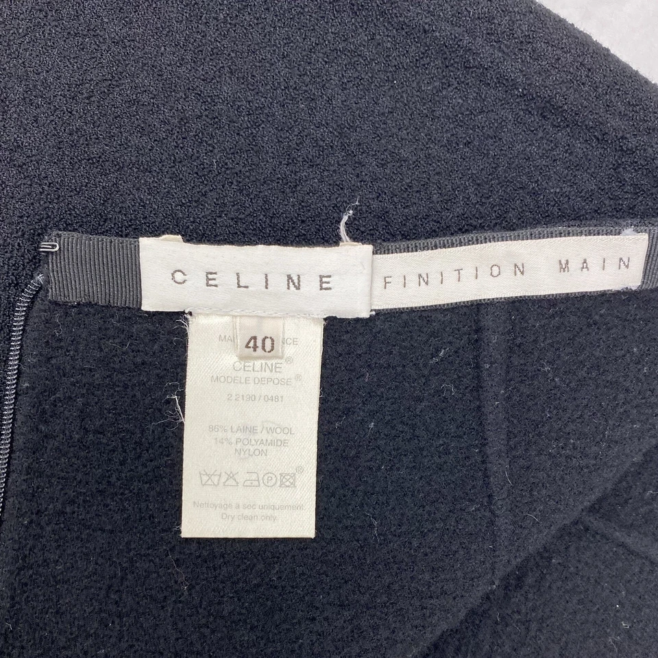 Céline 黑色羊毛和尼龙混纺 A 字铅笔及膝裙,尺寸 EU 40 US 8/10 — 第 4/4 张图片