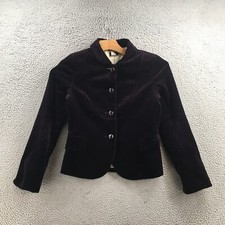 J Crew Blazer Womens 6 Solid Purple Cotton Front Button Collared Long Sleeves