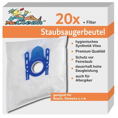 20 Mr.Clean Staubsaugerbeutel kompatibel Siemens VS07G2600/07 Technopower 2600
