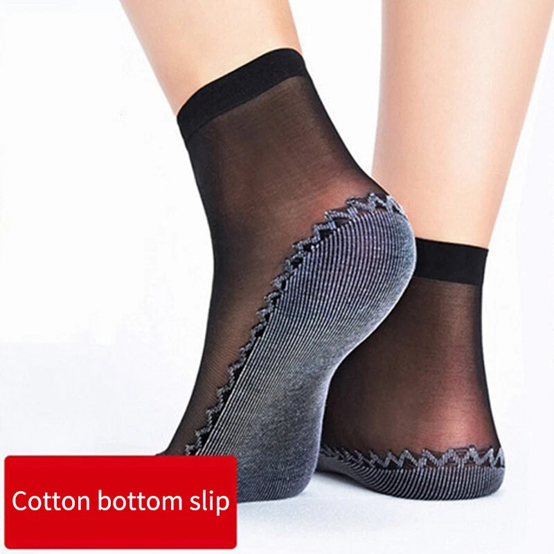 1/5 Pairs Thin Non-Slip Bling Silky Women Anti Skid Ankle Low Cut Sock Sole - Imagem 4 de 4