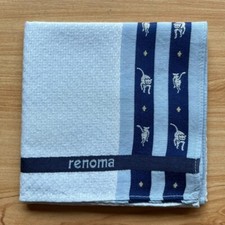 HANDKERCHIEF VINTAGE BLUE GEOMETRIC PLAIN MEN'S POCKET SQUARE COTTON 18" D0477