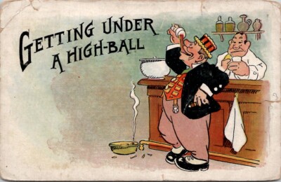 Greeting Under A High Ball Vintage Postcard Spc19