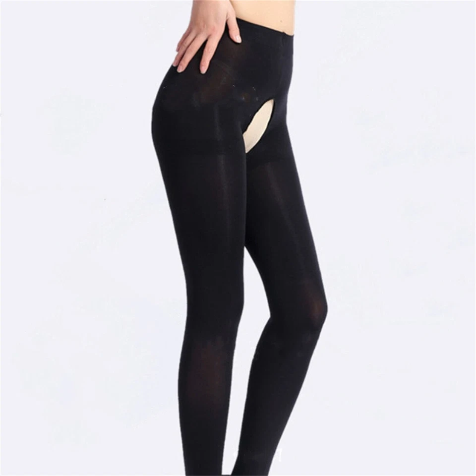 Women Velvet Crotch-less Thigh High Sheer Hollow Out Tights High Stockings Pants - Image 3 of 4