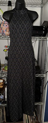 Free People Frankie Maxi Dress in Navy Marin Blue Combo Knit Halter Size S  | eBay