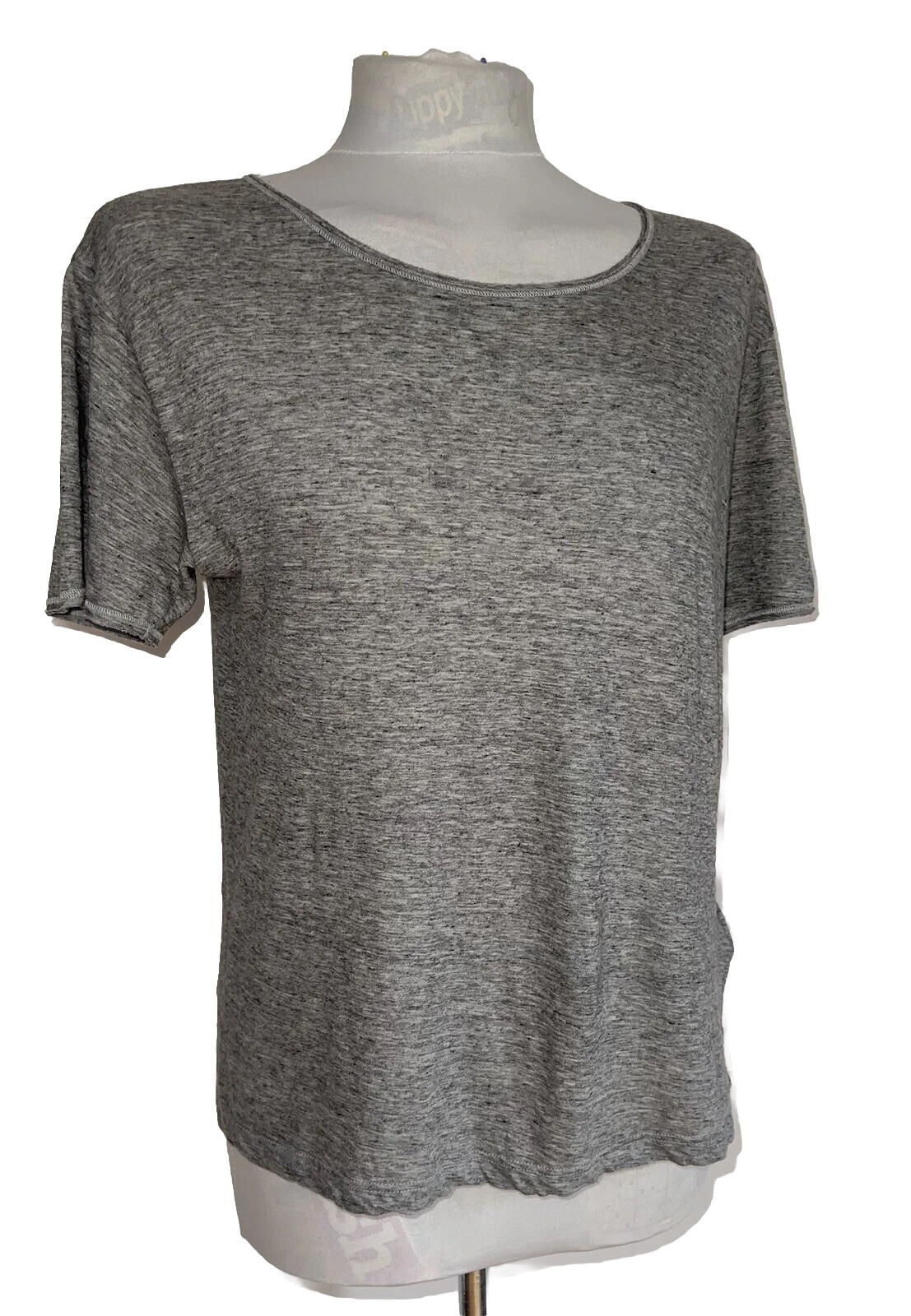 Saint Laurent Paris camicia top donna piccolo cotone grigio marna girocollo maglietta
