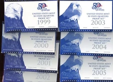 1999-2005 S ~ CLAD QUARTER SET LOT ~ U.S. PROOF SET LOT