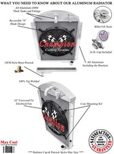 Rr Champion 3 Row Radiator W 16 Fan For 1941 - 1946 Chevrolet Pickup Cc4146