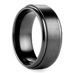 Men's 8mm Black Stepped Tungsten Carbide Matte/Polished Wedding Band Ring